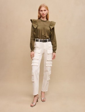 Maje Cargo Jeans Dames Wit | EJNHPMZ-23